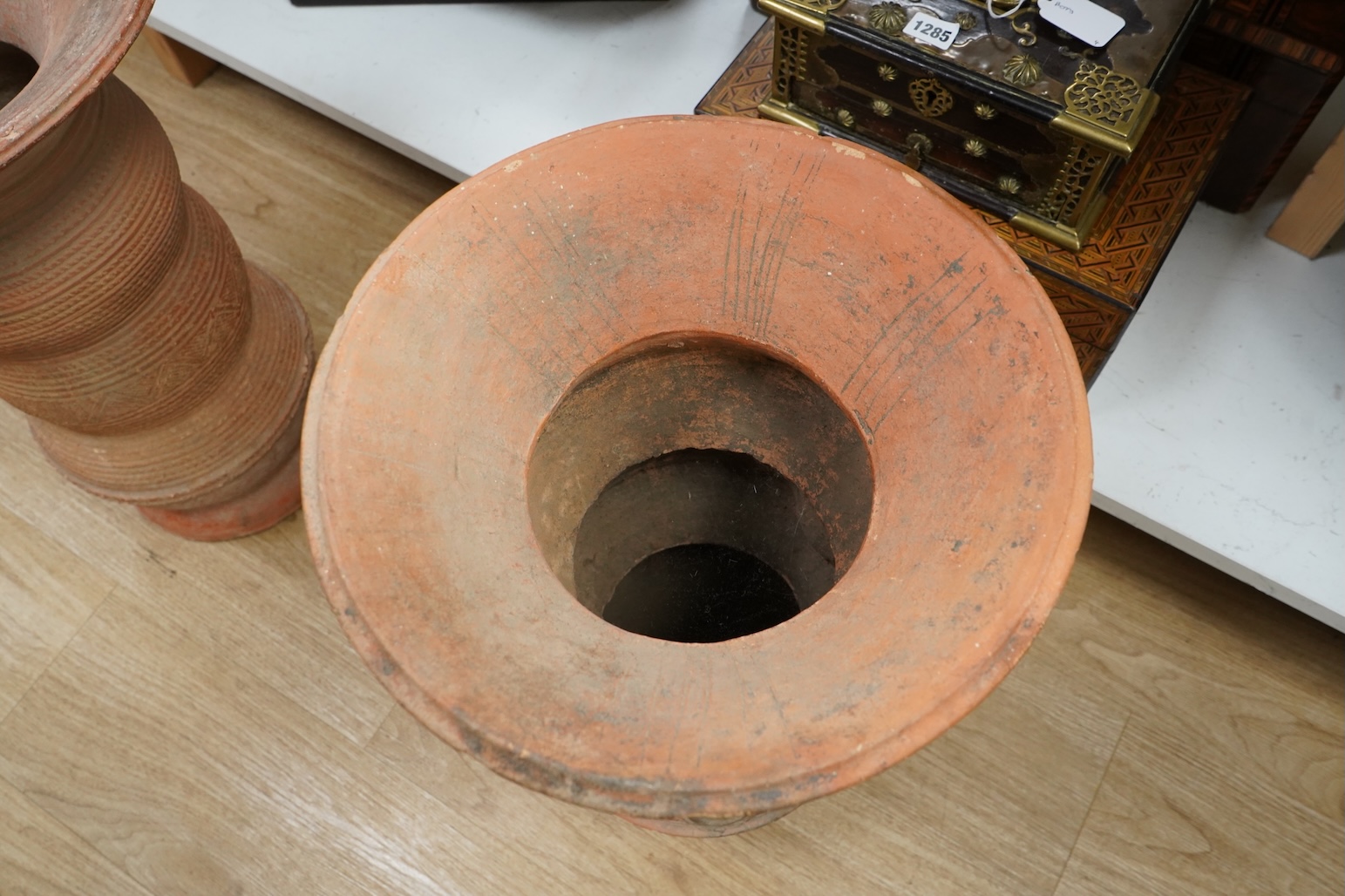 African art - a 20th century Nigerian terracotta nupe pot support, 55cm